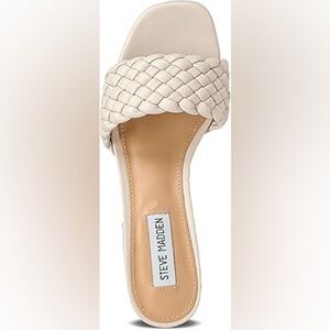 Steve Madden Aspyn-253 Woven Mule Heels Cream Size 6.5 NIB
